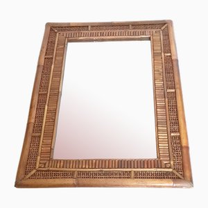 20th Century Bamboo Rattan Mirror, Italy, 1950s-ADN-2020259