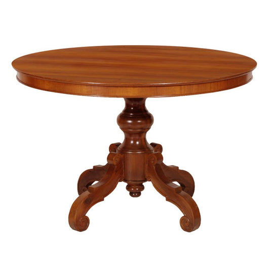 20th-Century Baroque Round Walnut Veneer Table