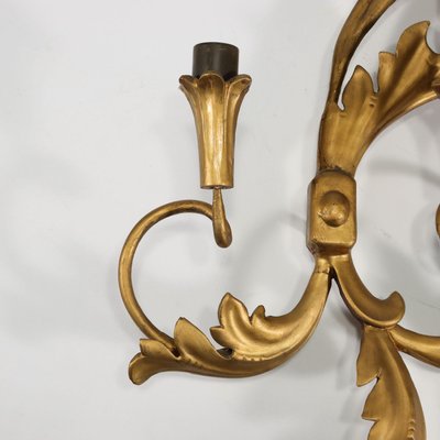 20th Century Baroque Style Wall Light in Gilded Metal & Wood, Italy-VMM-1327883