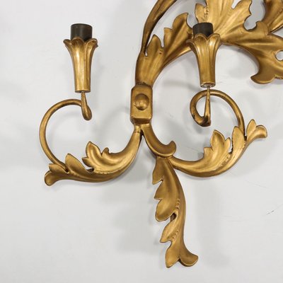 20th Century Baroque Style Wall Light in Gilded Metal & Wood, Italy-VMM-1327883