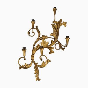 20th Century Baroque Style Wall Light in Gilded Metal & Wood, Italy-VMM-1327883