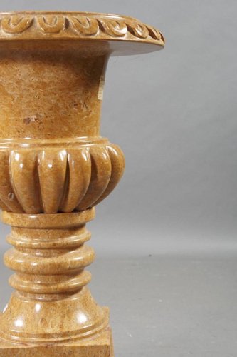 20th Century Beige Marble Crater Vase