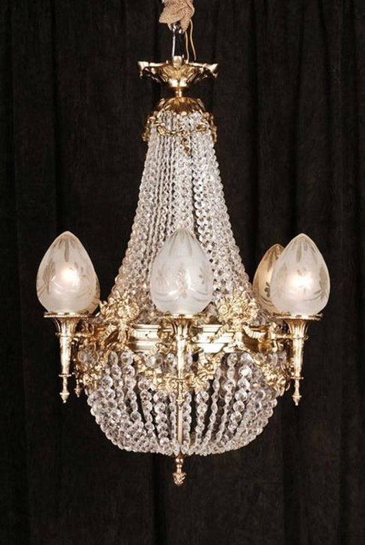 20th Century Biedermeier Style Basket Chandelier