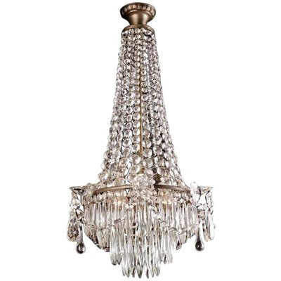 20th Century Biedermeier Style Nickel-Plated Brass Chandelier-FLW-1401856