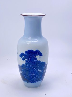 20th Century Blue & White Vase with Fish Pattern, China-UR-1315550