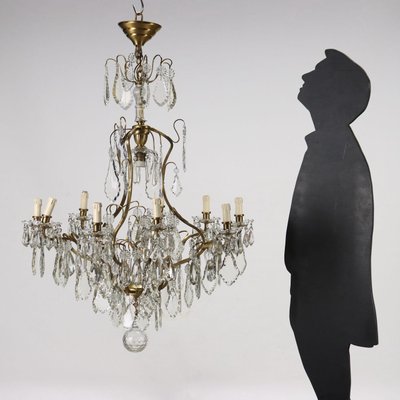 20th Century Brass & Glass Chandelier, Italy-VMM-1340941