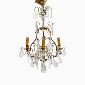 20th Century Bronze and Crystal Cage Chandelier-UQL-1320682