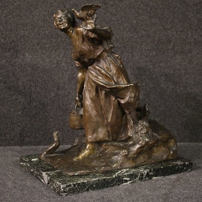 20th Century Brown Bronze Marble Sculpture, 1930s-RP-2020685