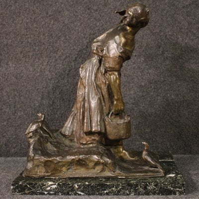 20th Century Brown Bronze Marble Sculpture, 1930s-RP-2020685