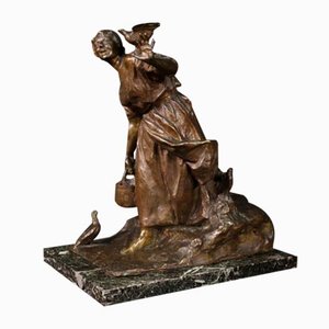 20th Century Brown Bronze Marble Sculpture, 1930s-RP-2020685