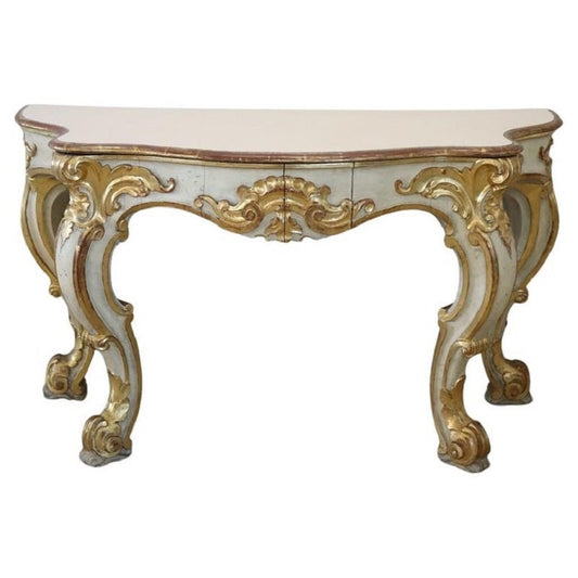 20th Century Carved and Gilded Wood Console Table, 1980s