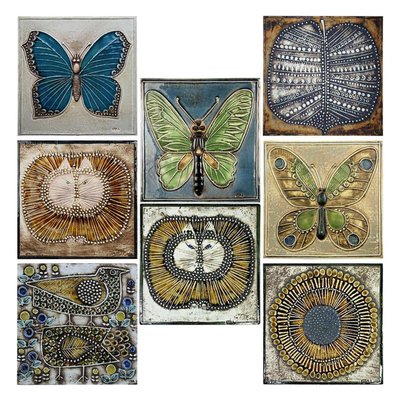 20th Century Ceramic Tiles by Lisa Larson for Gustavson, 1970s, Set of 8-VDW-936536