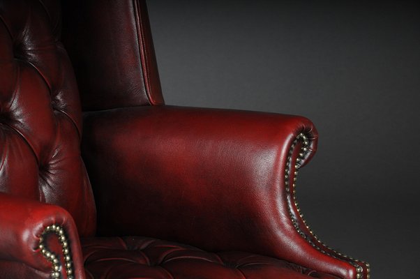 20th Century Chesterfield English Leather Earsback Chair-FLW-1402265