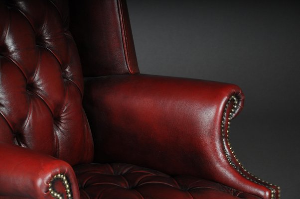 20th Century Chesterfield English Leather Earsback Chair-FLW-1402265