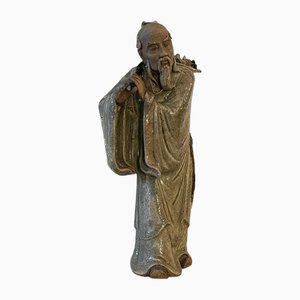 20th Century Chinese Glazed Pottery Figure of an Old Man-PKM-1717556