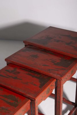 20th Century Chinese Nesting Tables in Red Lacquered Quartetto, 1890, Set of 4-RCE-1720071