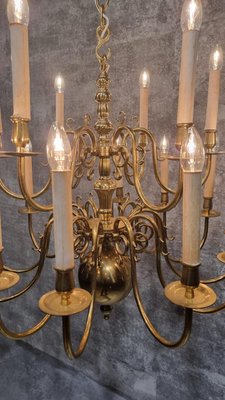 20th Century Dutch 2-Tiered Brass Chandelier-NQV-1220261