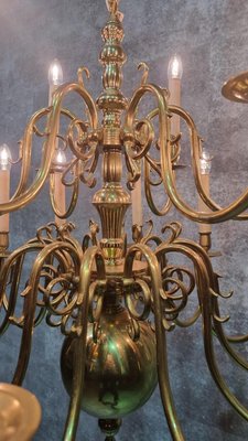 20th Century Dutch 2-Tiered Brass Chandelier-NQV-1220261