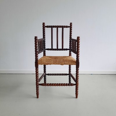 20th Century Dutch Bobbin Chair with Rush Seat-SJU-1147086