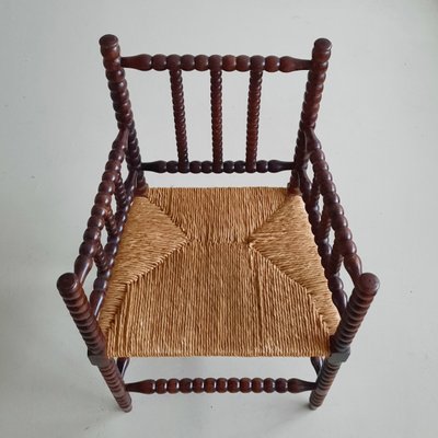 20th Century Dutch Bobbin Chair with Rush Seat-SJU-1147086