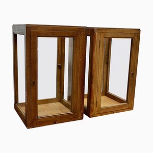 20th Century Dutch Pine Faux Oak Paint Vitrines, Set of 2-XO-1330949