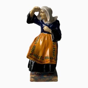 20th Century Earthenware Subject by Yvon Roy Representing a Breton Woman-QKG-2028728