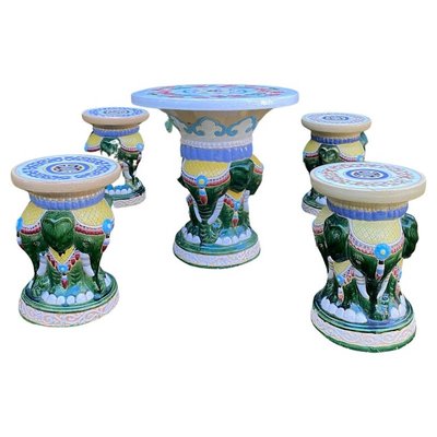 20th Century Elephant Garden or Patio Seating, Set of 5-LL-1294774