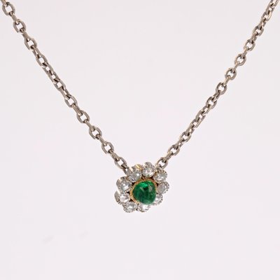 20th Century Emerald Diamonds 18 Karat Yellow Gold Daisy Pendant-OLU-1815849