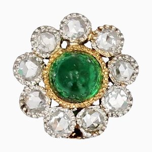 20th Century Emerald Diamonds 18 Karat Yellow Gold Daisy Pendant-OLU-1815849