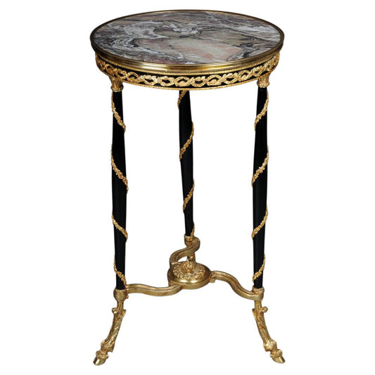 20th Century Empire Round Side Table in Marble in Style of Adam Weisweiler