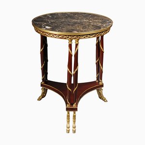 20th Century Empire Salon Side Table in Beechwood & Marble-FLW-1401724