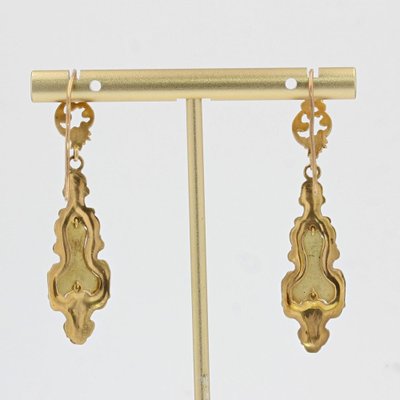 20th Century Enamel 18 Karat Yellow Gold Dangle Earrings, Set of 2-OLU-986175