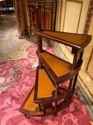 20th Century English Victorian Leather Library Steps or Stepladder-FLW-1402088