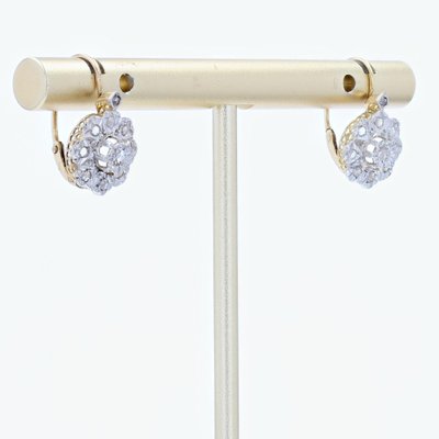 20th Century French 19 Karat Earrings with Rose-Cut Diamonds, Set of 2-OLU-1419080