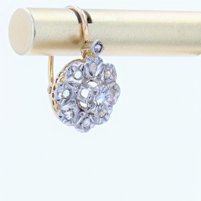 20th Century French 19 Karat Earrings with Rose-Cut Diamonds, Set of 2-OLU-1419080