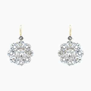 20th Century French 19 Karat Earrings with Rose-Cut Diamonds, Set of 2-OLU-1419080