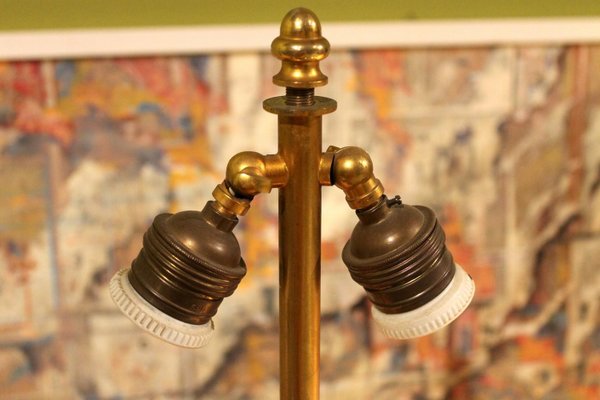 20th Century French Black Enamel Tole and Gilt Bronze Table Lamps with Silk Shade, Set of 2-AXE-1433477