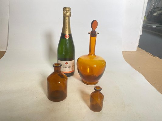 20th Century French Cobalt Orange Pharmacy Bottles, Set of 3-UR-1728456