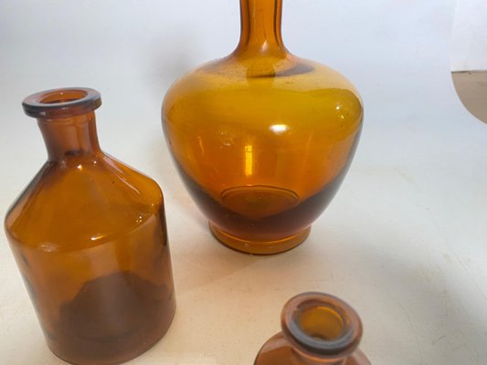 20th Century French Cobalt Orange Pharmacy Bottles, Set of 3-UR-1728456