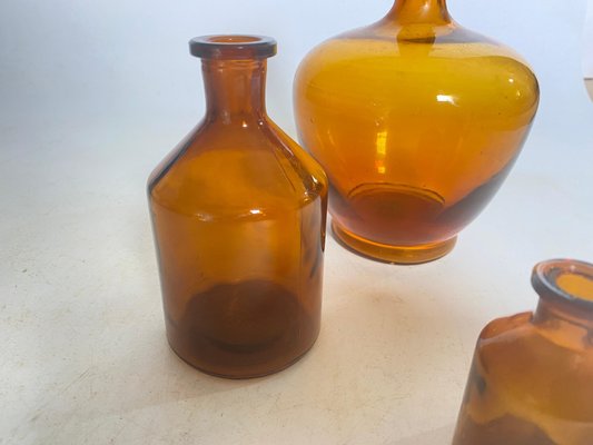 20th Century French Cobalt Orange Pharmacy Bottles, Set of 3-UR-1728456