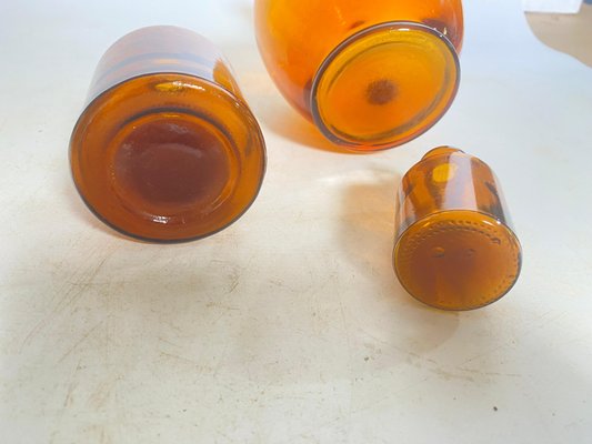 20th Century French Cobalt Orange Pharmacy Bottles, Set of 3-UR-1728456