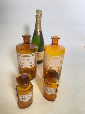 20th Century French Cobalt Orange Pharmacy Bottles, Set of 4-UR-1728458