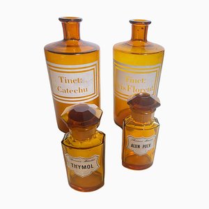 20th Century French Cobalt Orange Pharmacy Bottles, Set of 4-UR-1728458