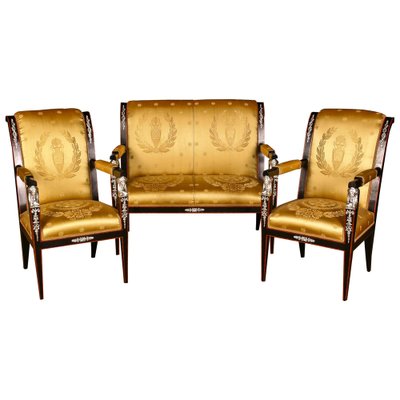 20th Century French Empire Style Garniture Living Room Set, Set of 3-FLW-1401832