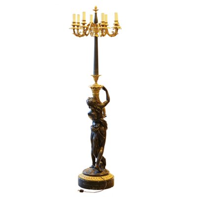 20th Century French Floor Lamp in Gilded and Patinated Bronze, 1890s-WMV-1781053