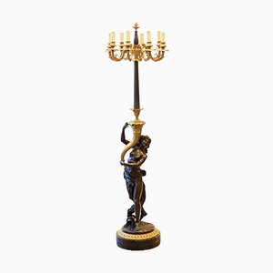 20th Century French Floor Lamp in Gilded and Patinated Bronze, 1890s-WMV-1781053