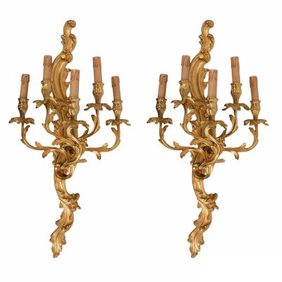 20th Century French Gilded Bronze Ormolu Wall Lights, Set of 2-JDR-1125481