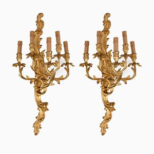 20th Century French Gilded Bronze Ormolu Wall Lights, Set of 2-JDR-1125481