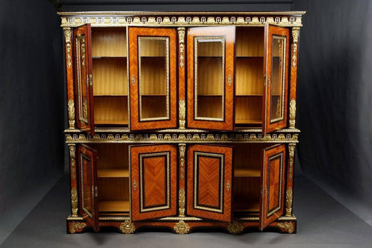 20th Century French Louis XIV Style Bibliotheque Bookcase Cabinet