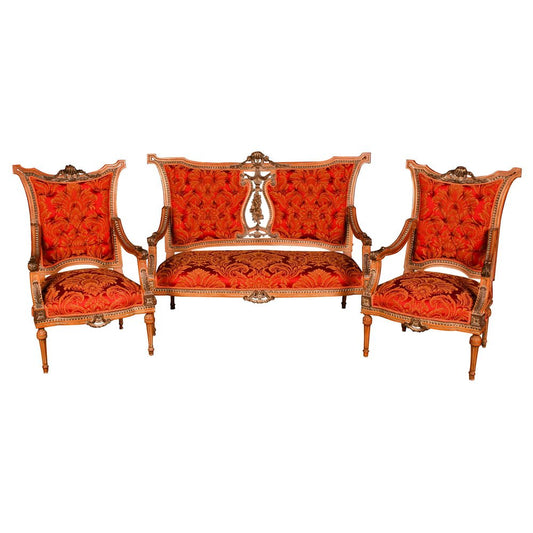 20th Century French Louis XVI Style Garniture Living Room Set, Set of 3